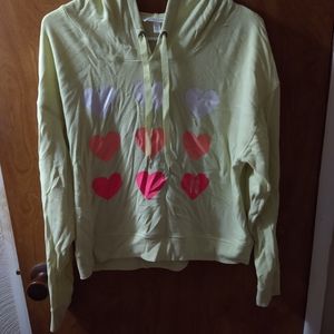 Victoria's secret yellow/hearts hooded sweater